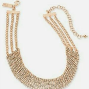 INC Gold Tone Crystal Wide Choker Necklace